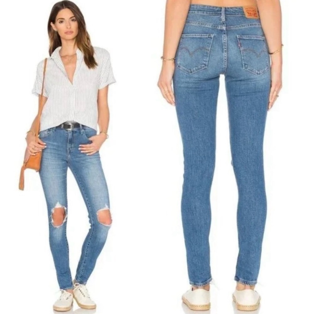 Levi's 721 High Rise Skinny Jeans Size 29 Premium  Distressed Ripped Size 29